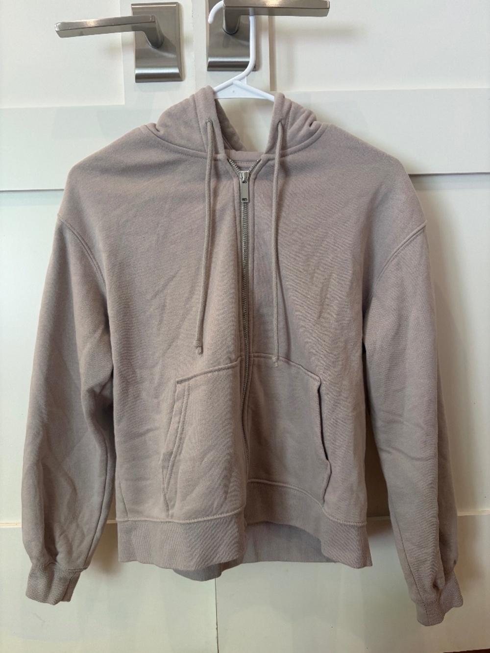 Light Taupe Full Zip Hoodie | Neutral Fleece Sweatshirt